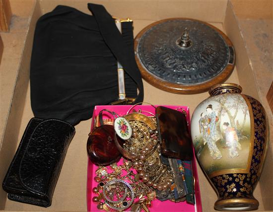 Mixed jewellery, opera glasses, bag etc